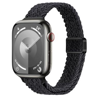 Imagem de ALSMGGBPAF Pulseira feminina de nylon trançado fina compatível com Apple Watch séries 11, 10, 9, 8, 7, 6, SE, 5, 4, 3, 2 e 1 de 42 mm, 41 mm, 40 mm, 38 mm, 40 mm, 44 mm, 45 mm, 46 mm, 4, 3, 2 e 1