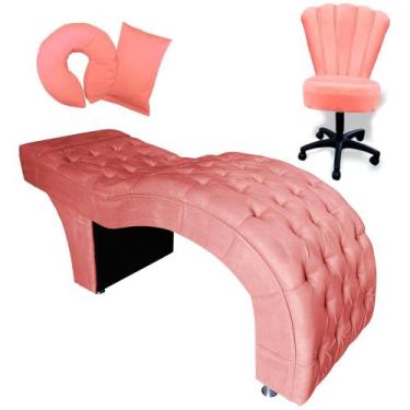 Imagem de Kit Maca M1 70 + Mocho Pétala + Kit Almofadas - In9 Decor, Veludo Rose