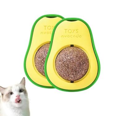Imagem de Brinquedo Interativo para Gatos Abacate com Catnip, Kit com 2 Unidades, 6 x 4,5 cm, Verde e Amarelo
