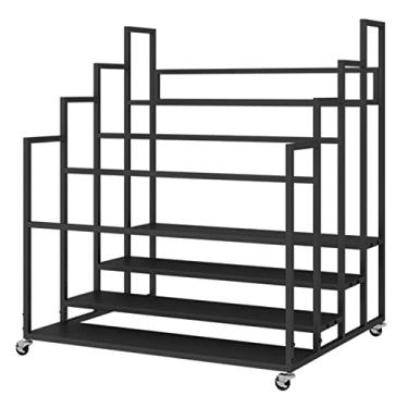Imagem de WZYCLTT Grandes tapetes de ioga para sala de aula rack de armazenamento de rolos de espuma de estúdio carrinho com rodas, tapetes de ginástica em casa, suporte, ferro, 3 4 camadas (cor: preto, tamanho