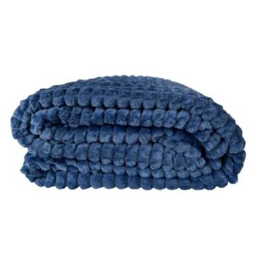 Imagem de Cobertor Andreza Enxovais Solteiro Solteiro Cor Azul Com Design Listra