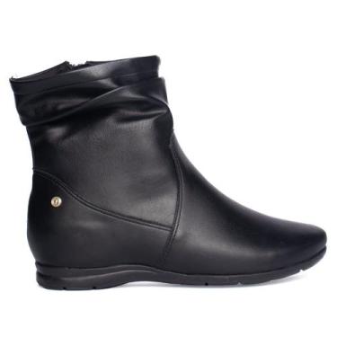 Imagem de Bota Feminina Comfortflex Croco de Couro Preto, Preto, 35