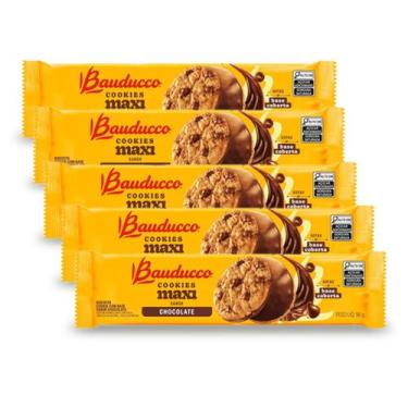 Imagem de Cookies Bauducco Maxi Chocolate Kit 5 Pacotes de 96g