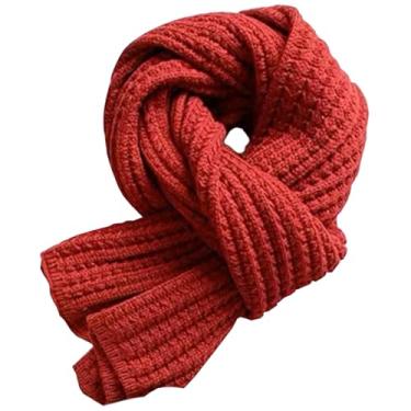 Imagem de Cachecol de inverno para mulheres, macio, quente, de malha, cachecol térmico simples e grosso, cachecol aconchegante para mulheres, meninas, presentes de inverno, vinho, lenço de malha feminino