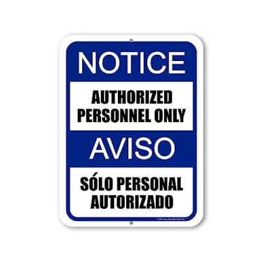 Imagem de Honey Dew Gifts, Aviso Autorizado Apenas Pessoal Autorizado Aviso Pessoal Autorizado, 23 cm por 30 cm, Sinais bilíngues Espanhóis Ingleses, Sinais de Aviso de Segurança para Propriedade, HDG-1529