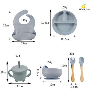 Imagem de Talheres bebê silicone 6 Peças kit Talheres Infantil Com Ventosa Canud