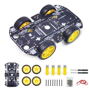 Imagem de YonPhsy Kit de Carro Robô Inteligente, Kit de Aprendizado de Robótica com Chassi Robusto e 4 Rodas com Motor TT DC para Raspberry Pi/Jetson Nano/UNO R3/Mega 2560
