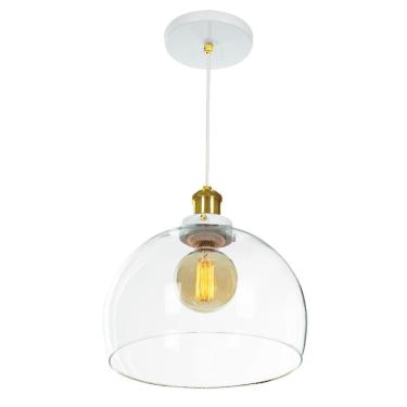 Imagem de Lustre Pendente Château Bola Grande Vidro Branco c/ Gold 30