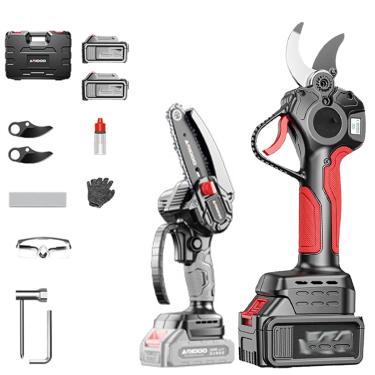 Imagem de Sem Escovas Podador De Galhos Eletrico,Podador De Galhos,Com 2Bateria,LâMinas De TitâNio Sk9, DiâMetro De Corte De 50 Mm, Display Lcd, Com serra elétrica