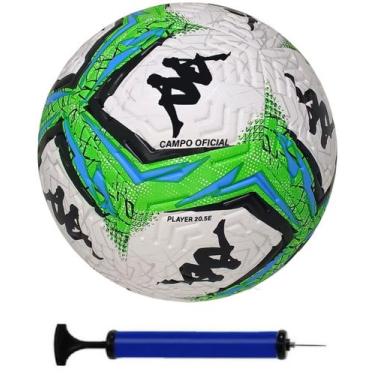 Imagem de Bola de futebol campo kappa player + bomba de ar, Verde