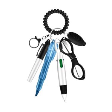 Imagem de Luwecf Kit de caneta de enfermagem Pen de caneta multicolor de caneta retrátil marcador permanente portátil, Preto