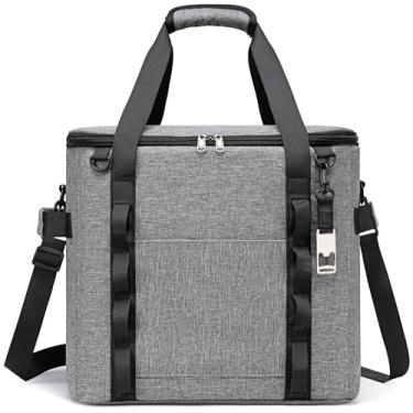 Imagem de Bolsa térmica macia para gelo, 30,5 x 30,5 x 30,5 cm, grande, à prova de vazamentos, para viagens na praia, acampamento, 50 latas, caixa térmica portátil para compras, viagens, cinza claro