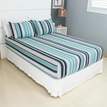 Imagem de Jogo de Lençol Cama Casal 3 Peças Estampado 100% Algodão com Elástico e Toque Macio Cozzilar (Modelo 8)
