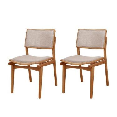 Imagem de Conjunto Eva com 2 Cadeiras Madeira Moderna Mobília, Brisa/ Imbuia Nat