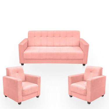 Imagem de Sofá + 2 Poltrona Para Sala de Estar Moderno Confortável Veneza Suede 