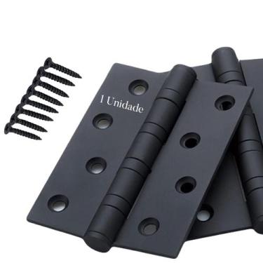 Imagem de Dobradiça Inox Preto 4x3 Com Rolamento Reforçada Escovada Para Porta 1