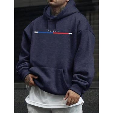 Imagem de Moletom Masculino Blusao Estampada Basico Paris Academia Top - Qualida