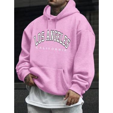 Imagem de Moletom Masculino Blusao Casual Basico Estampado Los Angeles - Qualida