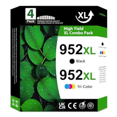 Imagem de Cartuchos de tinta de alto rendimento 952XL (pacote com 4, preto/ciano/magenta/amarelo) de substituição para impressora HP OfficeJet Pro 7740 8210 8216 8218 8710 8715 8716 8717 8719 8720 8725