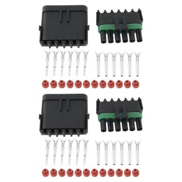 Imagem de OTOTEC 2 conjuntos de conectores fêmeas machos impermeáveis de 6 pinos para carro 14-16 AWG para conector elétrico de carro