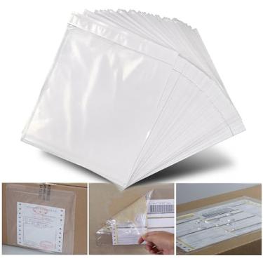 Imagem de Mangas transparentes para etiqueta de envio 17,78 cm x 14,5 cm – Bolsas de remessa com adesivo forte – Envelopes impermeáveis para lista de embalagem pacote com 100 – Bolsas de etiqueta duráveis para