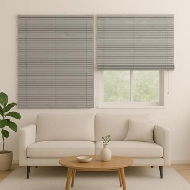 Imagem de Persiana Horizontal PVC 25mm BLOCK 240larg x 160alt Cinza (2 pçs) - Pe