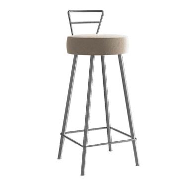 Imagem de Kit 04 Banqueta Alta Com Encosto Tyna Eiffel Cozinha Bar Bistrô Ferro Cinza Suede Bege - Amey Decor