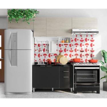 Imagem de Cozinha Completa Bartira Rubi Com 6 Portas, 3 Gavetas E 3 Prateleiras Branco Com Freixo