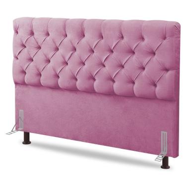 Imagem de Cabeceira Cama Box Casal King Size Lylla 195cm Capitonê Com Frame Suede Rosa - Abmaza