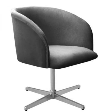 Imagem de Poltrona Decorativa Atenas Pé Giratória Cromado Grafite