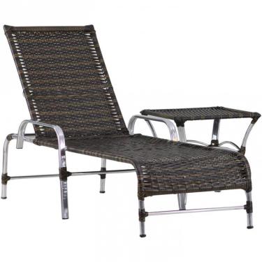 Imagem de Espreguiçadeira Catar E Mesa Piscina Alumínio Trama Original Pedra Ferro