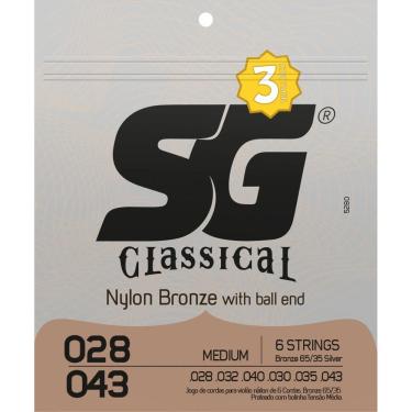 Imagem de Encordoamento P- Violão Nylon Bronze Medium Pack C- 3 Sg