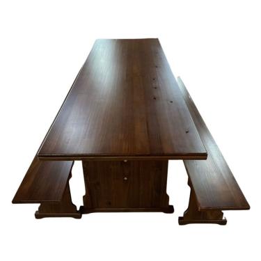 Imagem de Mesa 2,50mt Madeira Pinus Tratado Com Bancos