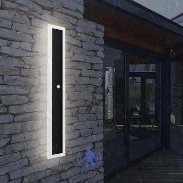 Imagem de Lâmpada de parede longa LED externa IP65 à prova d'água com sensor de movimento acrílico arandela de parede interna/externa para Proch Varanda Villa Garagem Pátio 3000K/4000K/6500K Preto (Uma luz