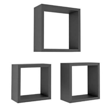 Imagem de Nicho Decorativo 100% Mdf Preto Com 3 Desmontado - Suprema Móveis