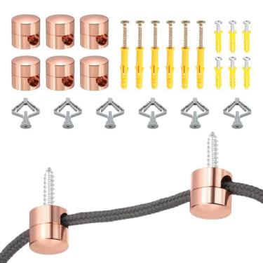 Imagem de PATIKIL Ganchos de metal Swag, pacote com 6 ganchos de teto modernos de alumínio para luzes pendentes, cabo de lâmpada pendurada, acessórios para lustres faça você mesmo, ouro rosa