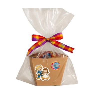 Imagem de Cesta Cachepot p/ 1 pessoa com 17 itens Doces Festa Junina - Genérica