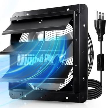 Imagem de Hiorucet Exaustor De Parede 7" Com Veneziana E Cabo Alimentação 1,8 M, 60 Hz, 28 W, Motor Cobre Puro, Alta Velocidade Baixo Ruído, Ventilador Automático Para Sótão, Ventilação Estufas, Garagens Galp