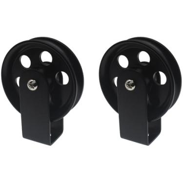 Imagem de LBTODH 2 Peças Polia De Ferro Para Lâmpada Industrial 2" Roda Retrô Preta Acessórios Iluminação Luminária Suspensa