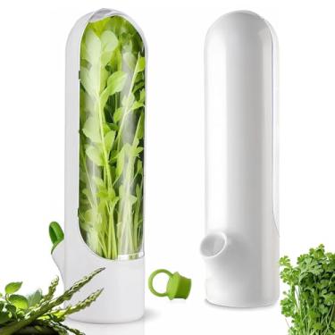 Imagem de HVECT Herb Saver Para Geladeira, Recipientes Vagem De Coentro, Conservante Salsa, Aspargos, Hortelã, Conserva Vegetais Por 2 A 3 Semanas (1 Unidade)