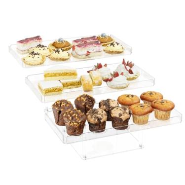 Imagem de BYCY Conjunto De Suporte Para Cupcakes 3 Andares - Expositor Mesa Sobremesas Em Acrílico Transparente Doces, Guloseimas, Bandejas Servir, Chá Bebê E Casamento