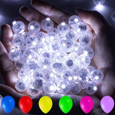 Imagem de Yooumoga 50 Peças De Luzes Led Para Balões, Mini Bolas Redondas Brancas, Com Flash Longa Duração Lanterna Papel, Lâmpada À Prova D'Água, Pequena Luz Festa Halloween E Natal