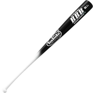 Imagem de BamBooBat Taco De Beisebol Bambu Durável Para Jovens, Jogadores 5 A 13 Anos, Cabo Branco/Cano Preto, 29" (Yhwbb29)