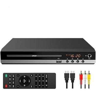 Imagem de Leitor de DVD doméstico para TV, CD Player, cabos HDMI e RCA, controle remoto, entrada USB, 1080p para todas as regiões, suporte de memória, monitor de TV e projetor