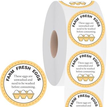 Imagem de 1000 peças de adesivos de ovos frescos da fazenda, etiquetas redondas de 5 cm, etiqueta autoadesiva de manuseio de ovos não lavados, adesivo de embalagem para frango, codorna