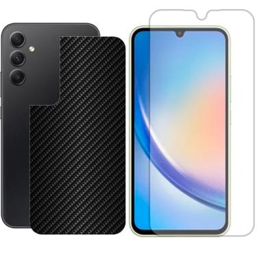 Imagem de Película Hidrogel + Adesivo Fibra De Carbono Para Samsung Galaxy A34 5g - Preta