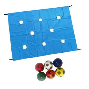 Imagem de Generic Conjunto de lona com buracos para atividades ao ar livre, brinquedo cooperativo para crianças, jogo interativo para crianças com 6 bolas, Azul