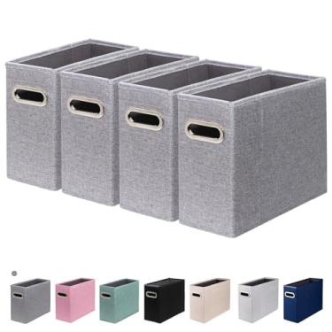 Imagem de ComfortKeeper 4 pacotes de organizador de arquivos tamanho carta, organizador de pastas de arquivo, caixa de armazenamento de tecido, organizador de papel dobrável com alça de metal, trilhos de PVC