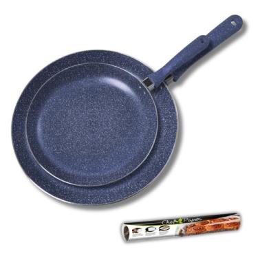 Imagem de Kit 2 Frigideiras Indução 24cm 20cm Azul Inox Moda do Chef