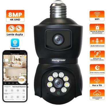 Imagem de Câmera Lâmpada Inteligente E27 WiFi HongGlobal Com Visão Noturna CCTV 